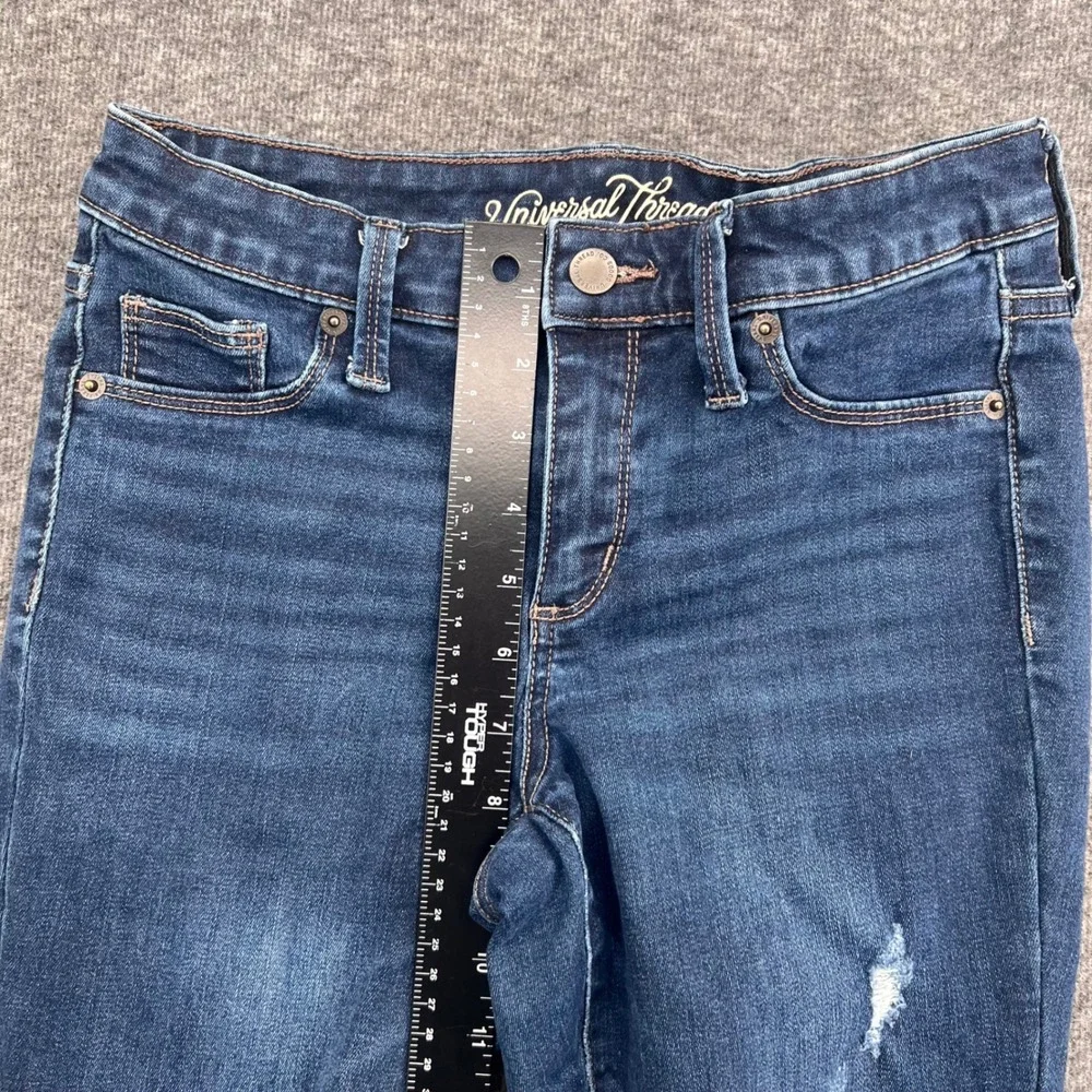 Universal Thread Womens Mid Rise Jegging Dark Wash Distressed Ripped Jeans 2/26R